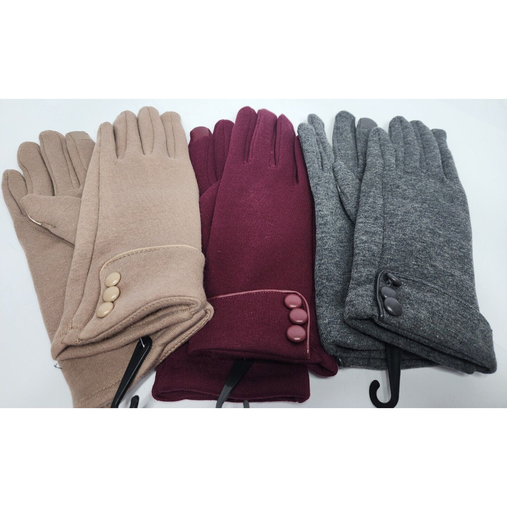 Dimore Winter Gloves Touch Screen Warm Fleece Lined, Burgundy, Gray, Khaki